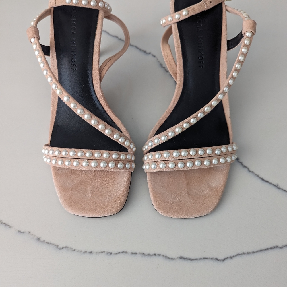 Rebecca Minkoff Nanine Faux Pearl-Embellished Leather Sandals